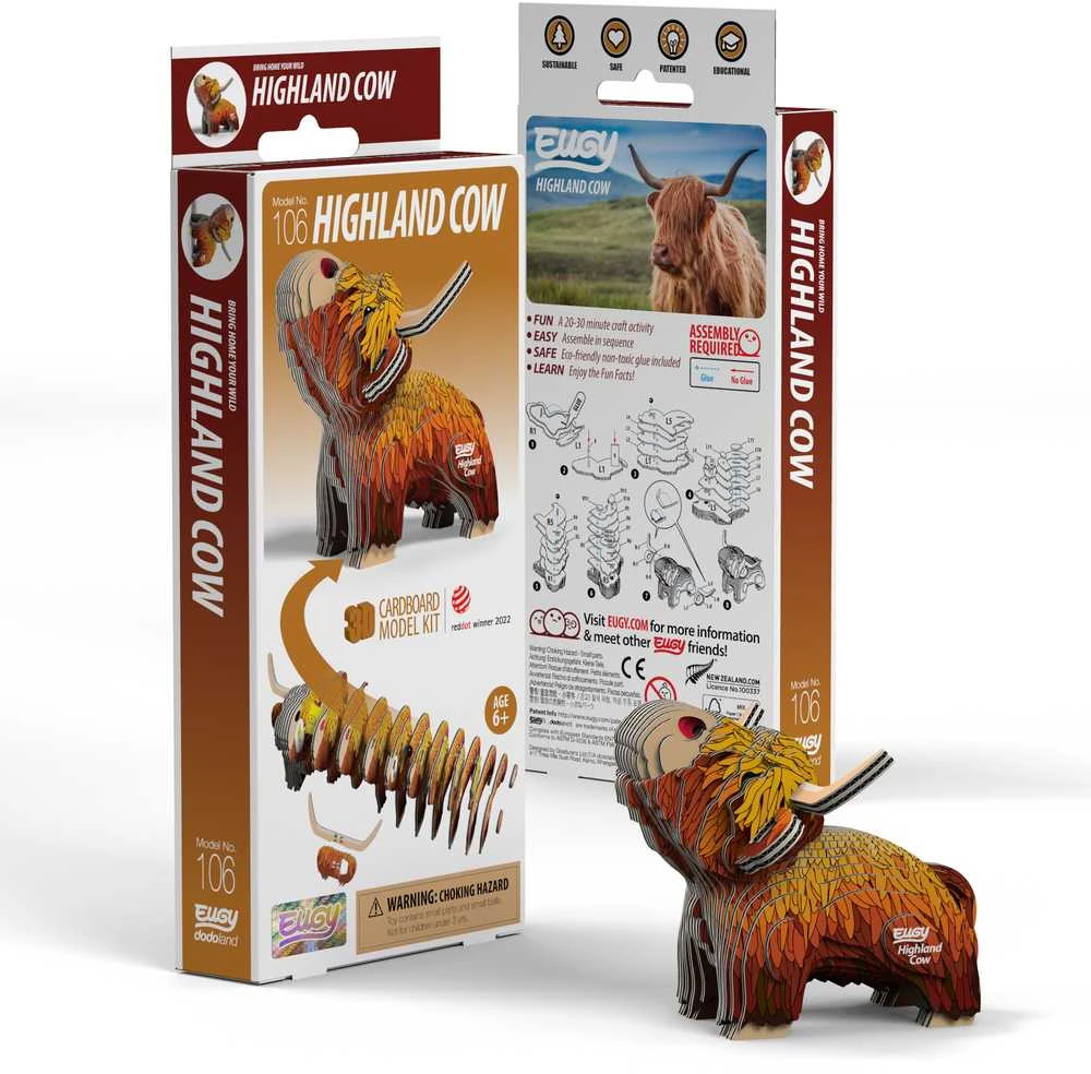 Dėlionė EUGY 3D kartoninis modelis „Aukštikalnių karvė“