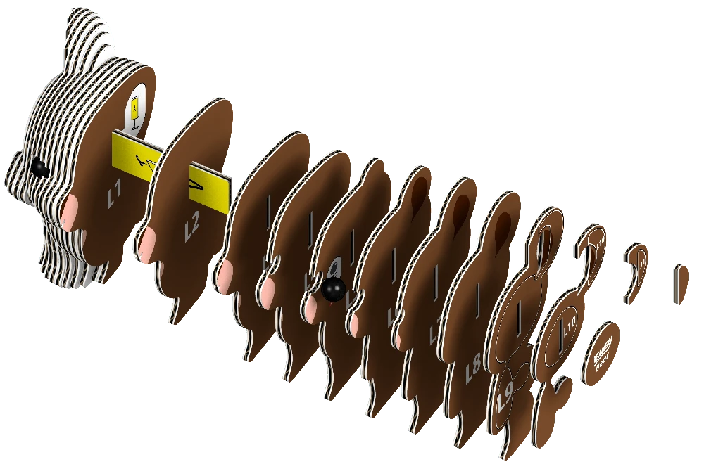 Dėlionė EUGY 3D kartoninis modelis „Meškiukas“