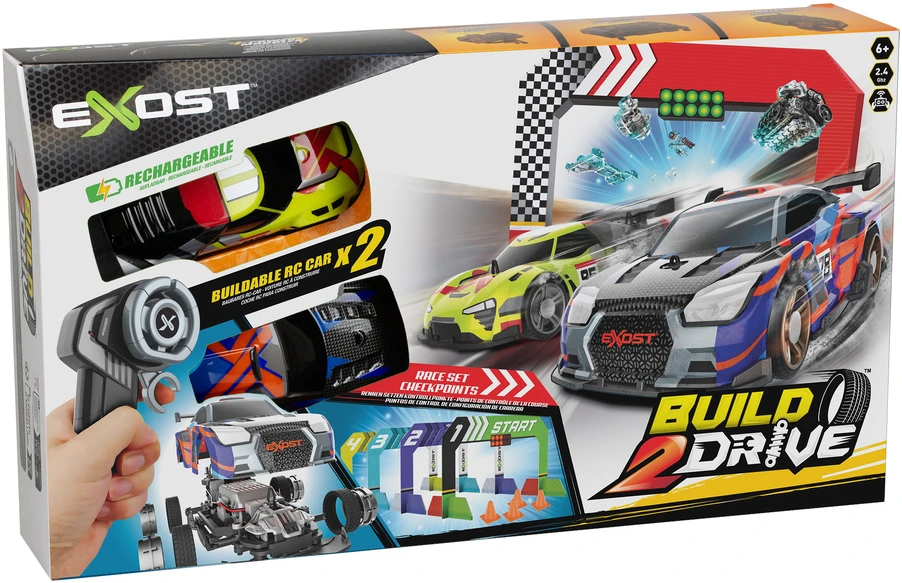 EXOST Radijo bangomis valdomi konstruojami automobiliai „Build 2 Drive Duo“