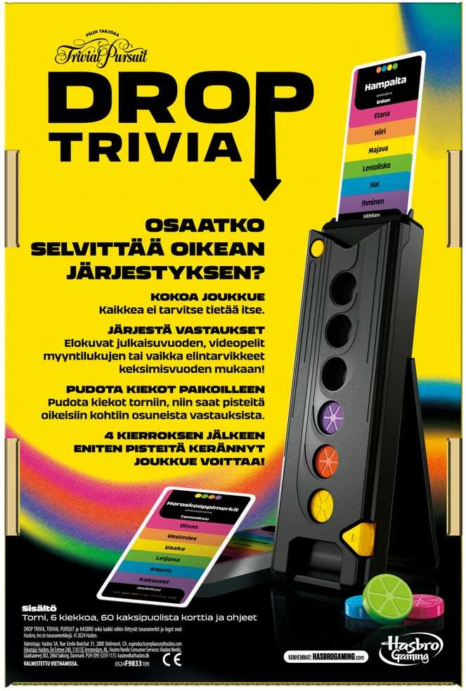 HASBRO GAMING Trivial Pursuit Drop Trivia Game FIN