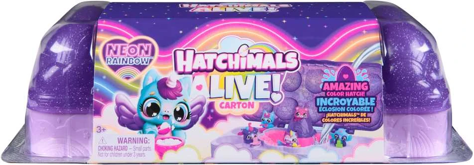 Žaislinių figurėlių rinkinys Hatchimals Alive Neon Rainbow Carton