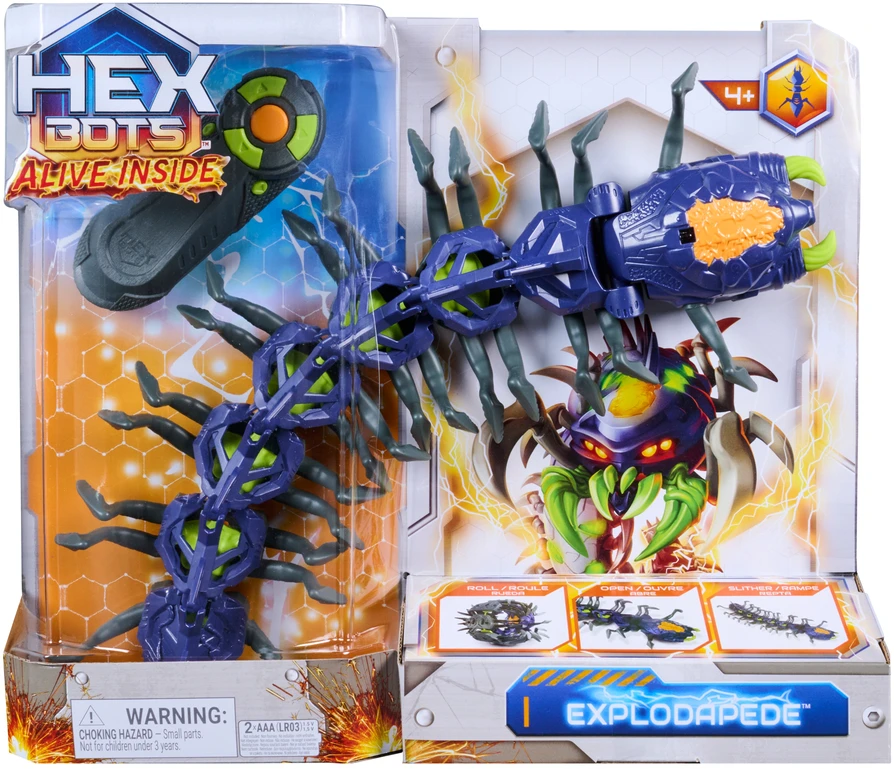 NAUJIENA 2026! Hex Bots Alive Inside Explodapede interaktyvus RC pultu valdomas robotas - šimtakojis