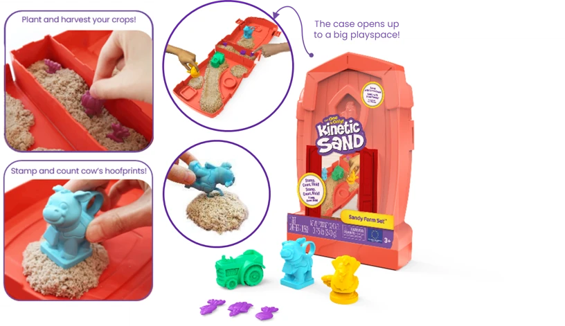 Spin Master KINETINIO SMĖLIO žaidimų rinkinys „Sandy Farm“ rinkinys