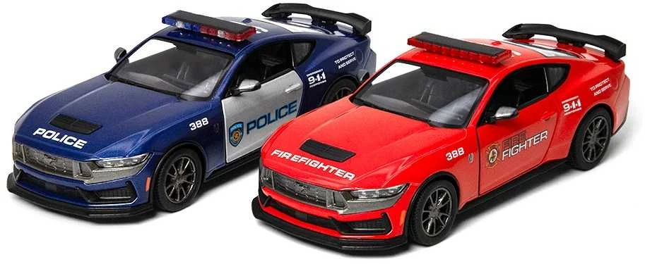 KINSMART Automobilio modelis 2024 Ford Mustang Dark Horse (policijos/ugniagesių), mastelis 1:38