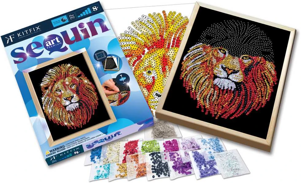 KITFIX DIY „Sequin Art“ mėlynasis rinkinys „Liūtas“