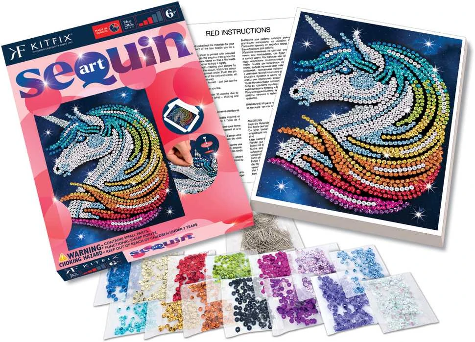 KITFIX DIY „Sequin Art“ raudonasis rinkinys „Vienaragis“