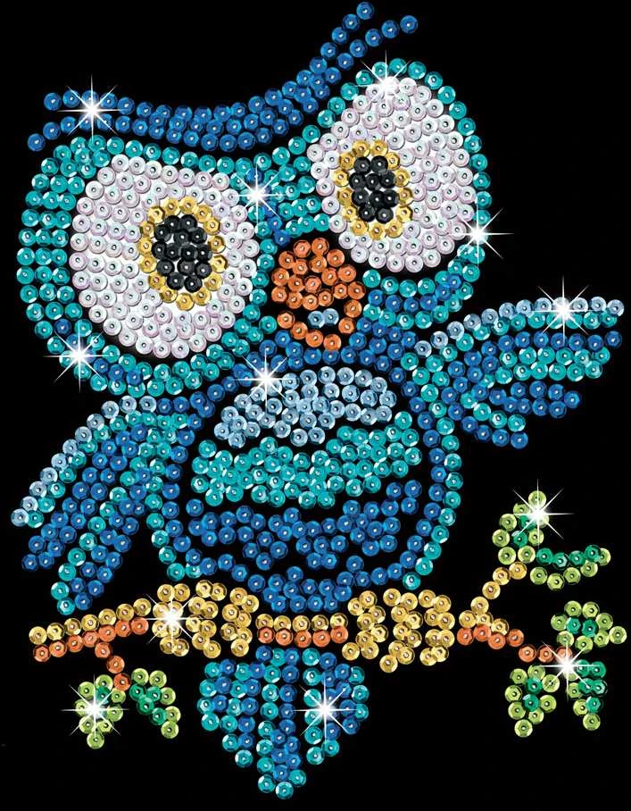 KITFIX DIY „Sequin Art“ raudonasis rinkinys „Pelėdžiukas Ozis“