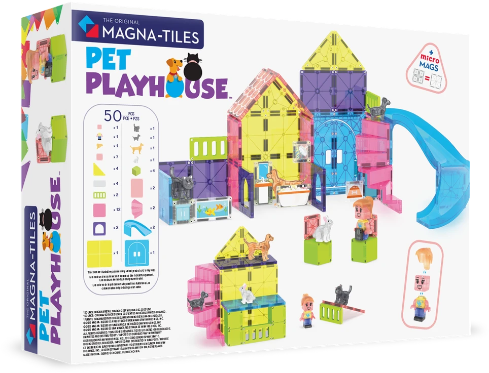 MAGNA-TILES Magnetinis konstruktorius „Gyvūnų žaidimų namelis“, 50 det.