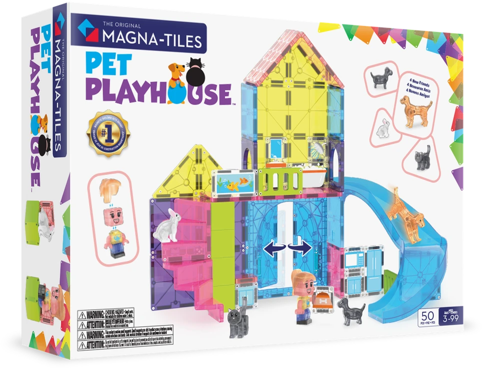 MAGNA-TILES Magnetinis konstruktorius „Gyvūnų žaidimų namelis“, 50 det.