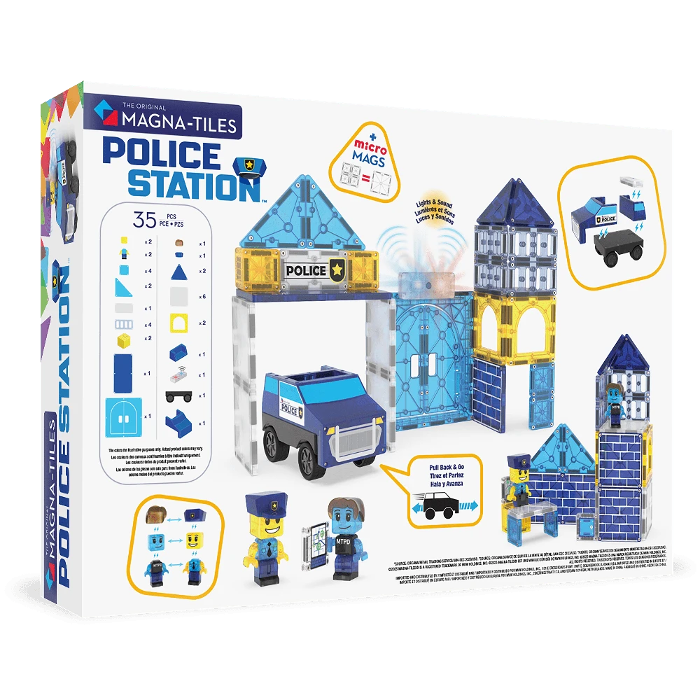 MAGNA-TILES Magnetinis konstruktorius „Policijos nuovada“, 35 det.
