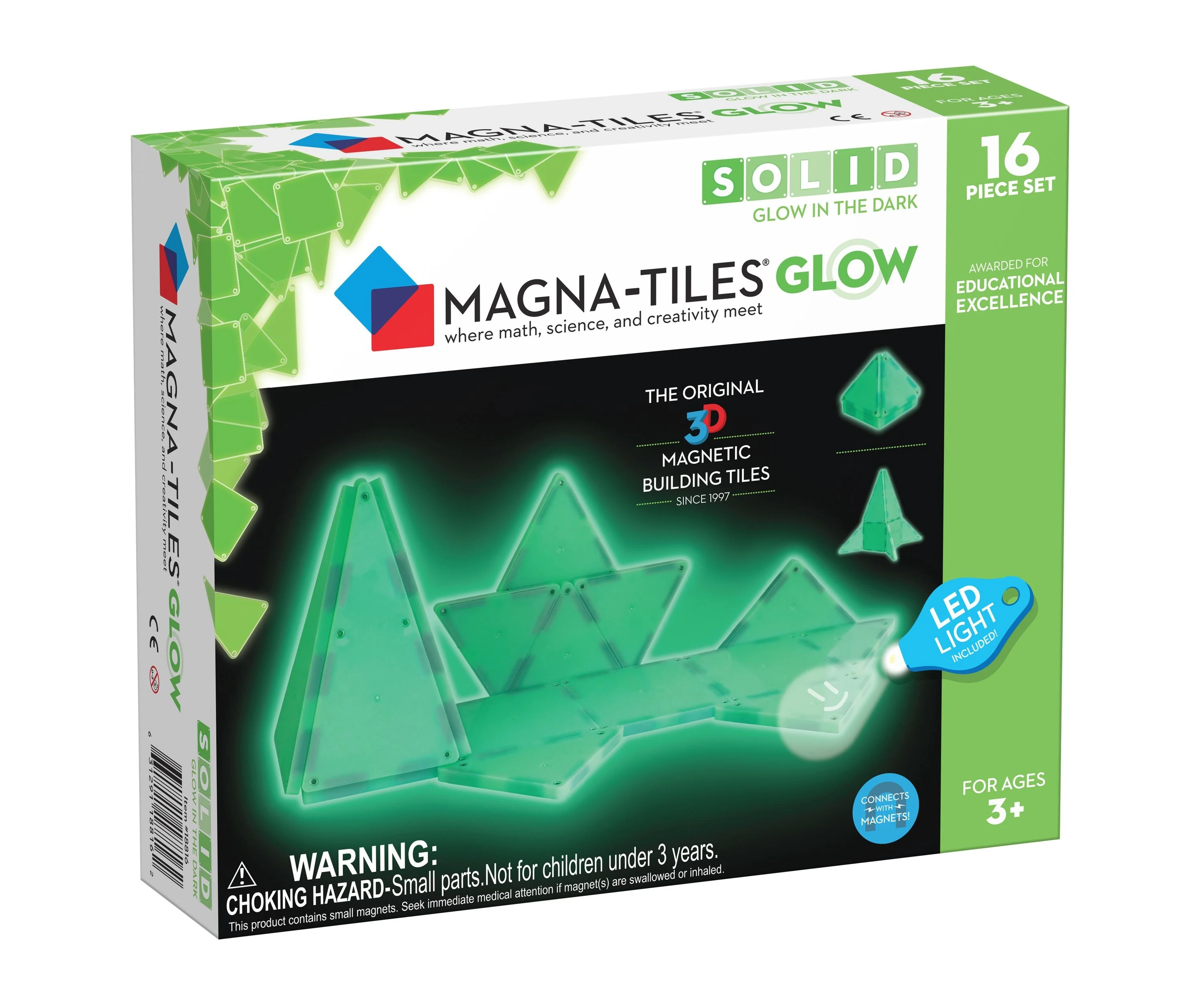 MAGNA-TILES Magnetinis šviečiantis konstruktorius, 16 det.