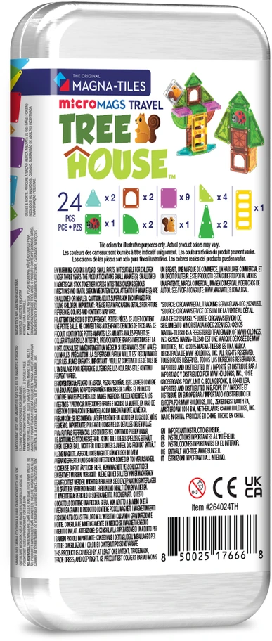 MAGNA-TILES MICROMAGS Kelioninis konstruktorius „Treehouse“, 24 det.