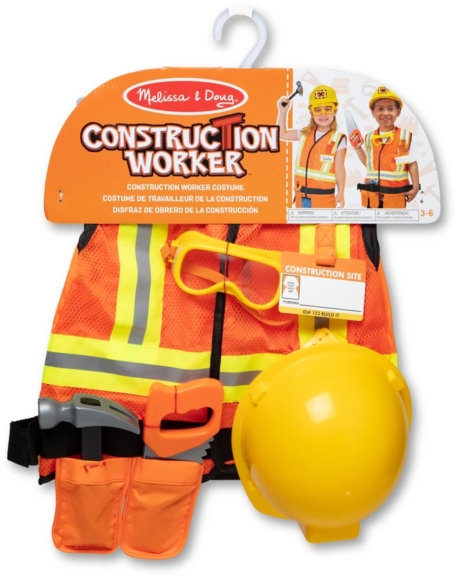 Spin Master MELISSA & DOUG role play Construction Worker Costume Set