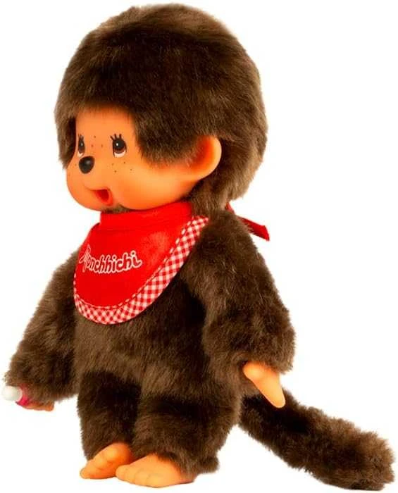 MONCHHICHI klasikinė beždžionė su raudonu seilinuku, 20 cm