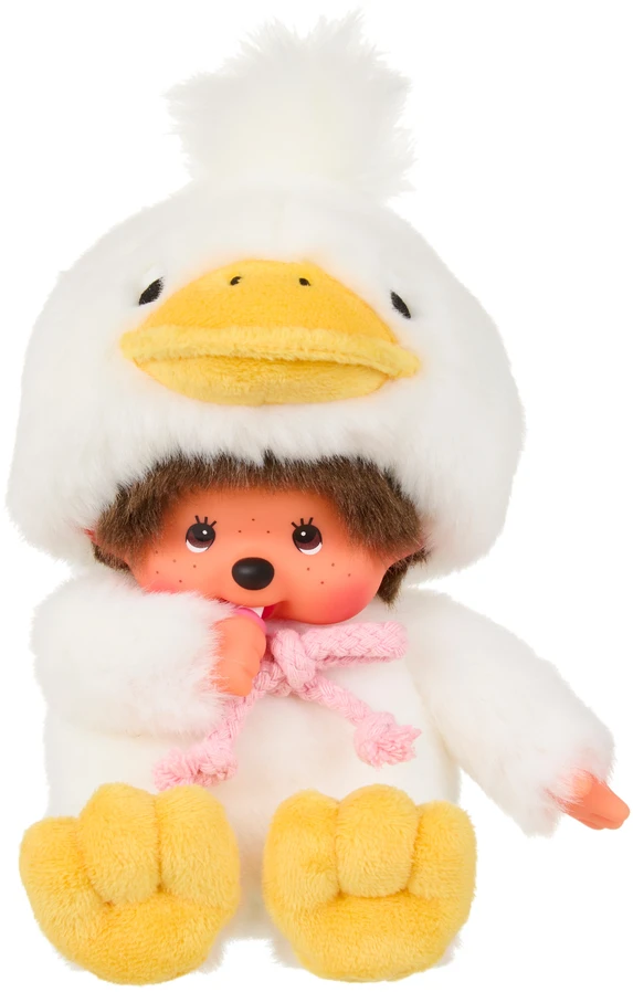 MONCHHICHI Pliušinė beždžionėlė su ančiuko kostiumu, 18 cm