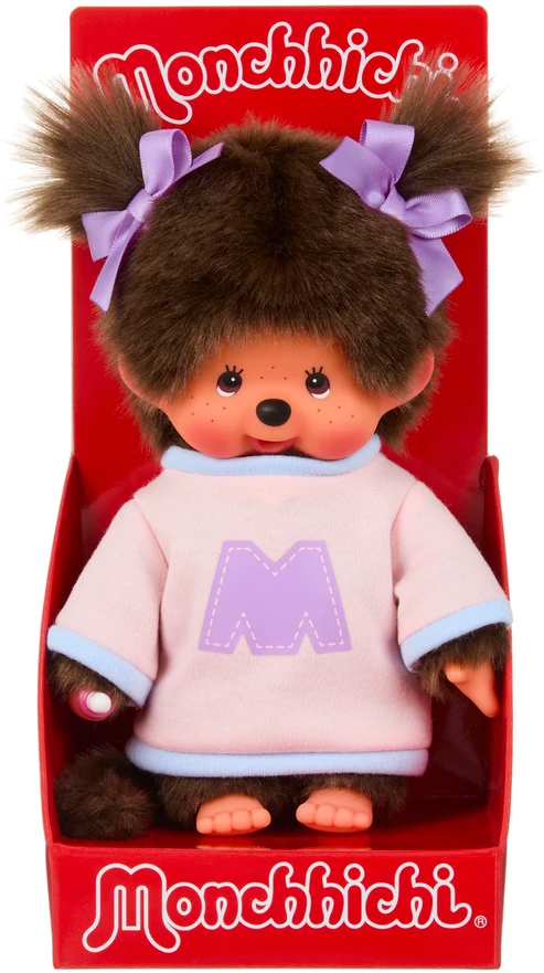 MONCHHICHI Pliušinė beždžionėlė su megztuku, 20 cm