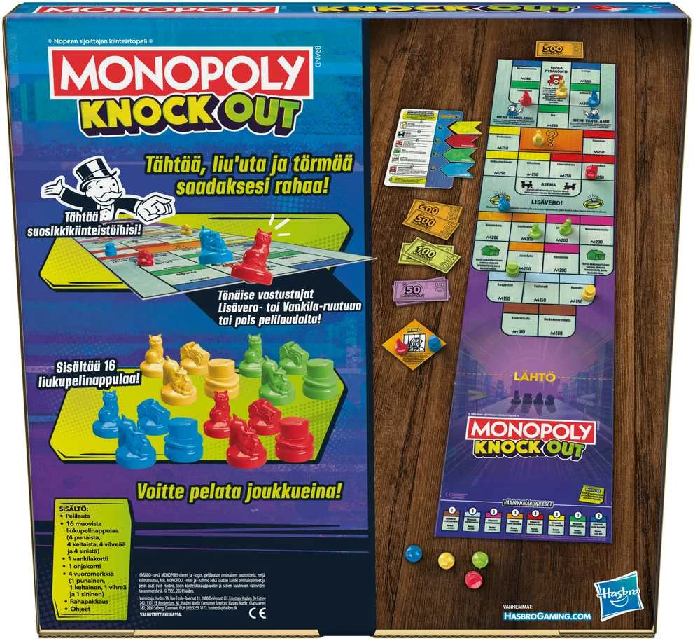 Hasbro MONOPOLY Stalo žaidimas „Knockout“ (suomių kalba)