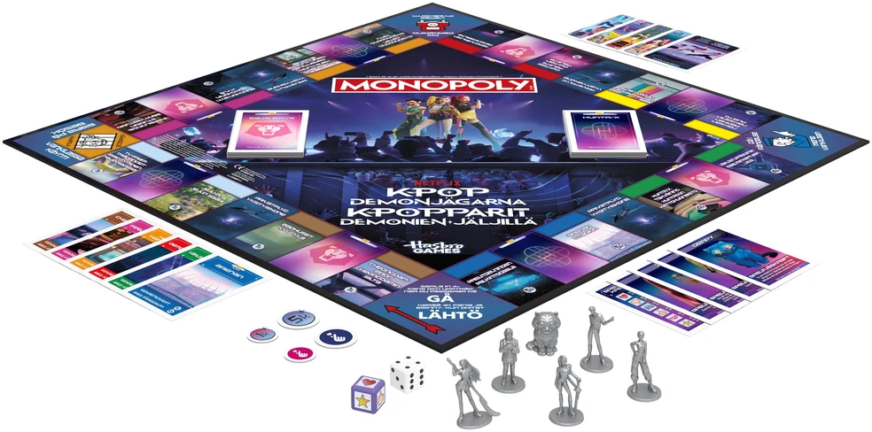 MONOPOLY Stalo žaidimas „: KPOP Demon hunters“, suomių / švedų k.