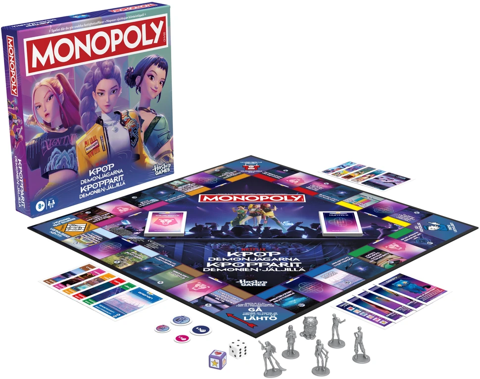 MONOPOLY Stalo žaidimas „: KPOP Demon hunters“, suomių / švedų k.