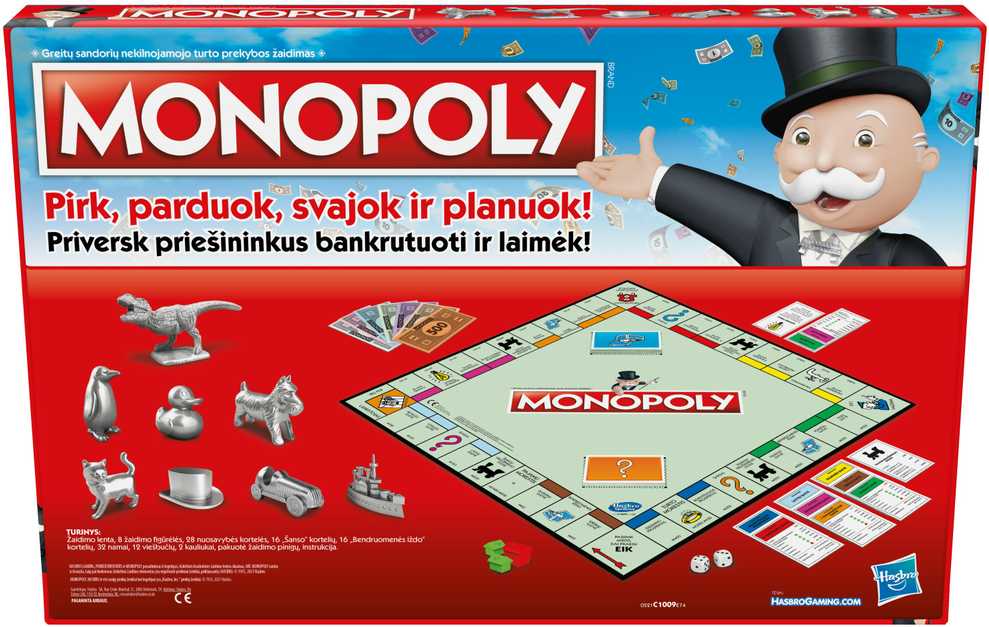 Hasbro stalo žaidimas MONOPOLY CLASSIC, C1009633 (lietuvių k.)
