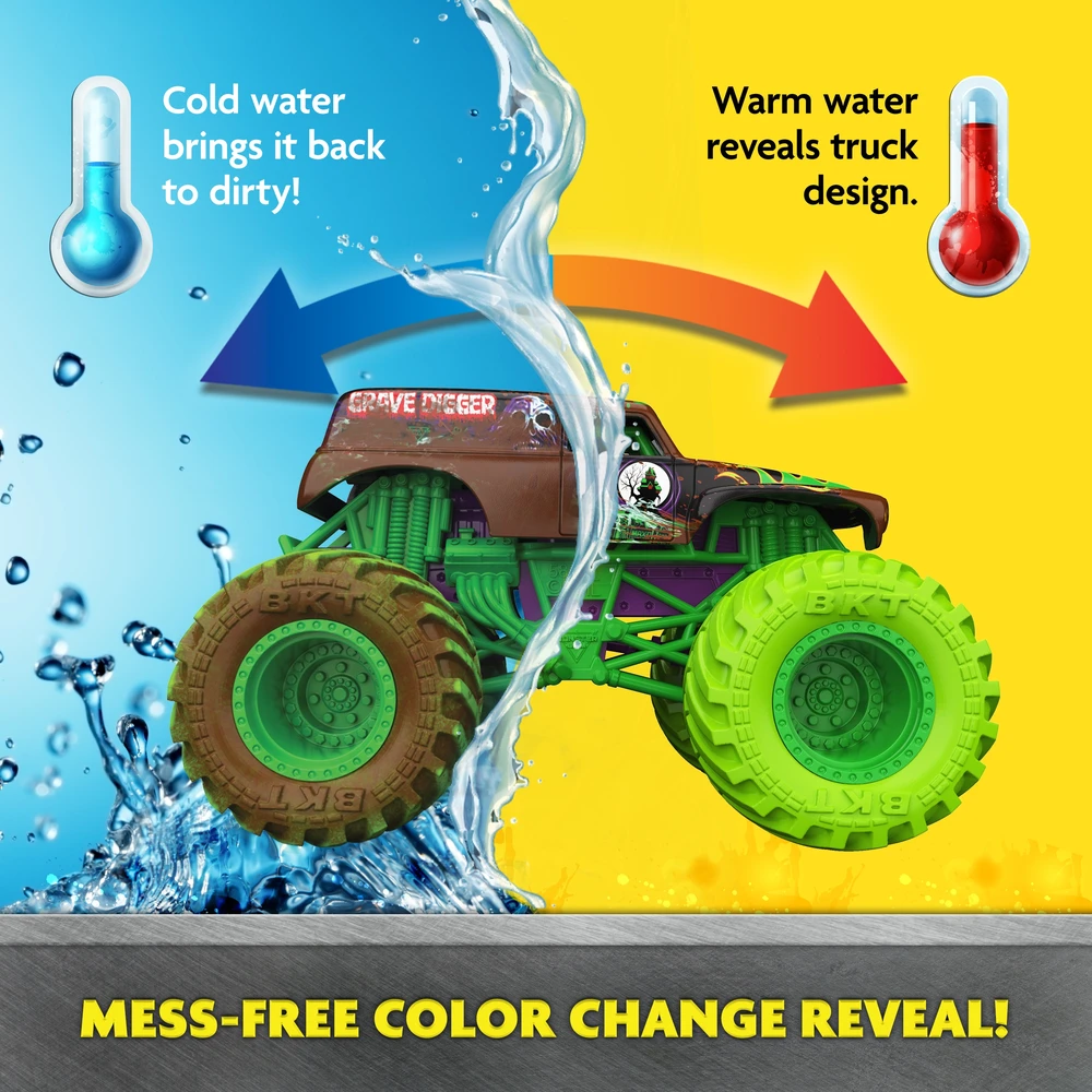 MONSTER JAM 1:64 spalvą keičiantis visureigis Mud Blasters, asort., 6072638