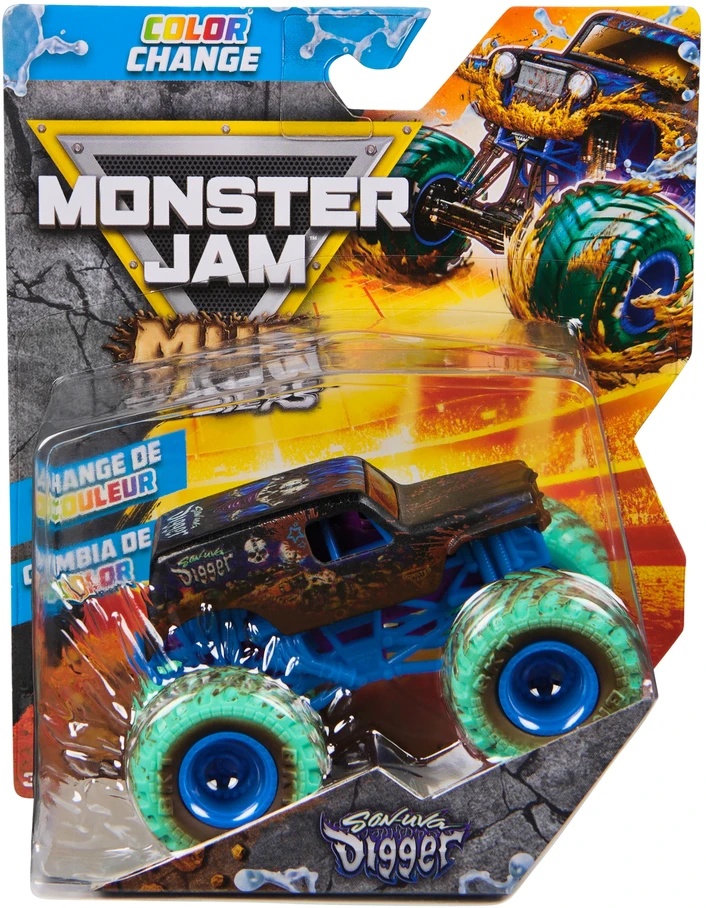MONSTER JAM 1:64 spalvą keičiantis visureigis Mud Blasters, asort., 6072638
