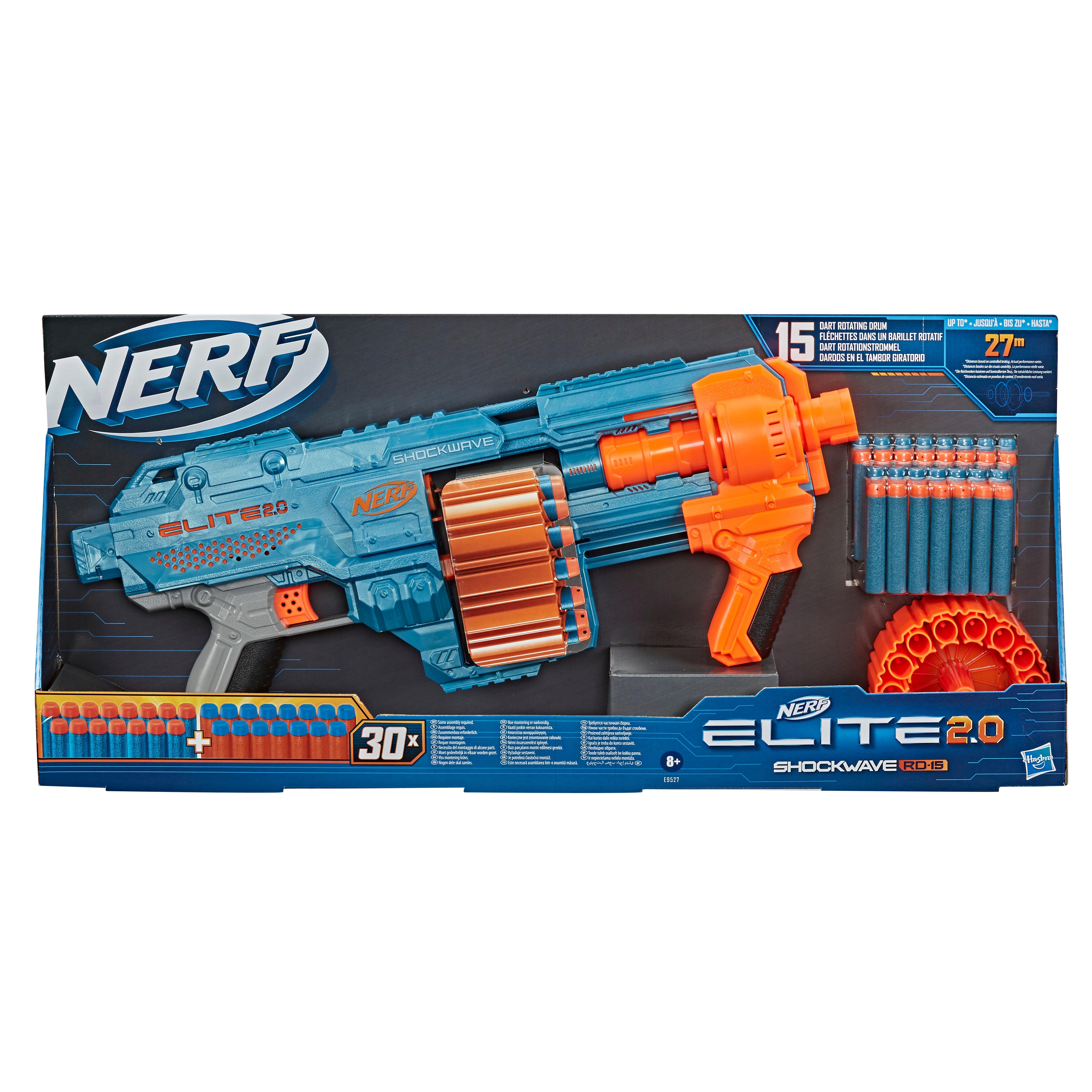Hasbro NERF Elite 2.0 šautuvas SHOCKWAVE RD-15 aprašymas - Prekės nuotrauka