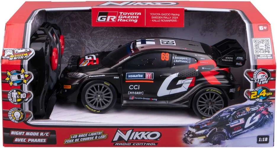 NIKKO RC automobilis su LED Toyota GR #69 Rovanperä, 1:18