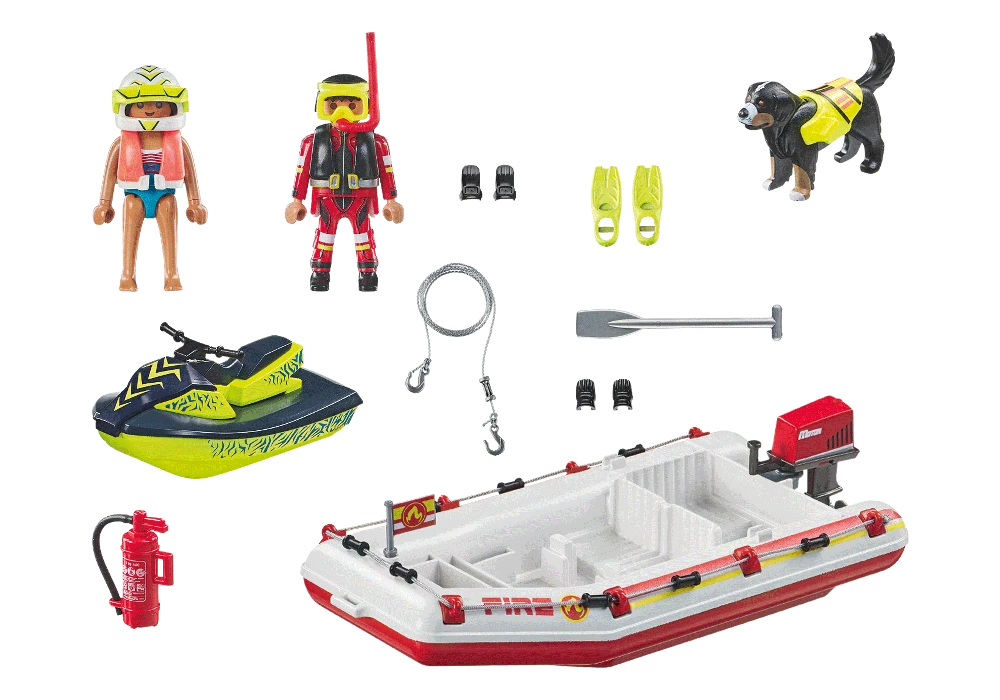 PLAYMOBIL ACTION HEROES Ugniagesių laivas su vandens motociklu 71464