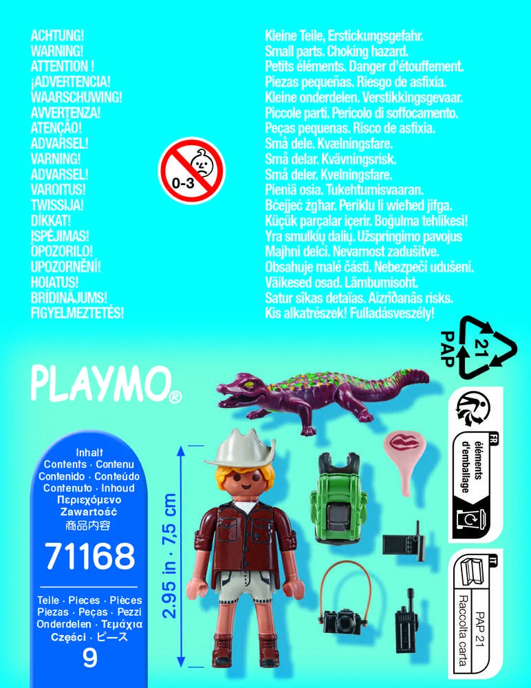 PLAYMOBIL SPECIAL PLUS Tyrinėtojas su kaimanų jaunikliu 71168