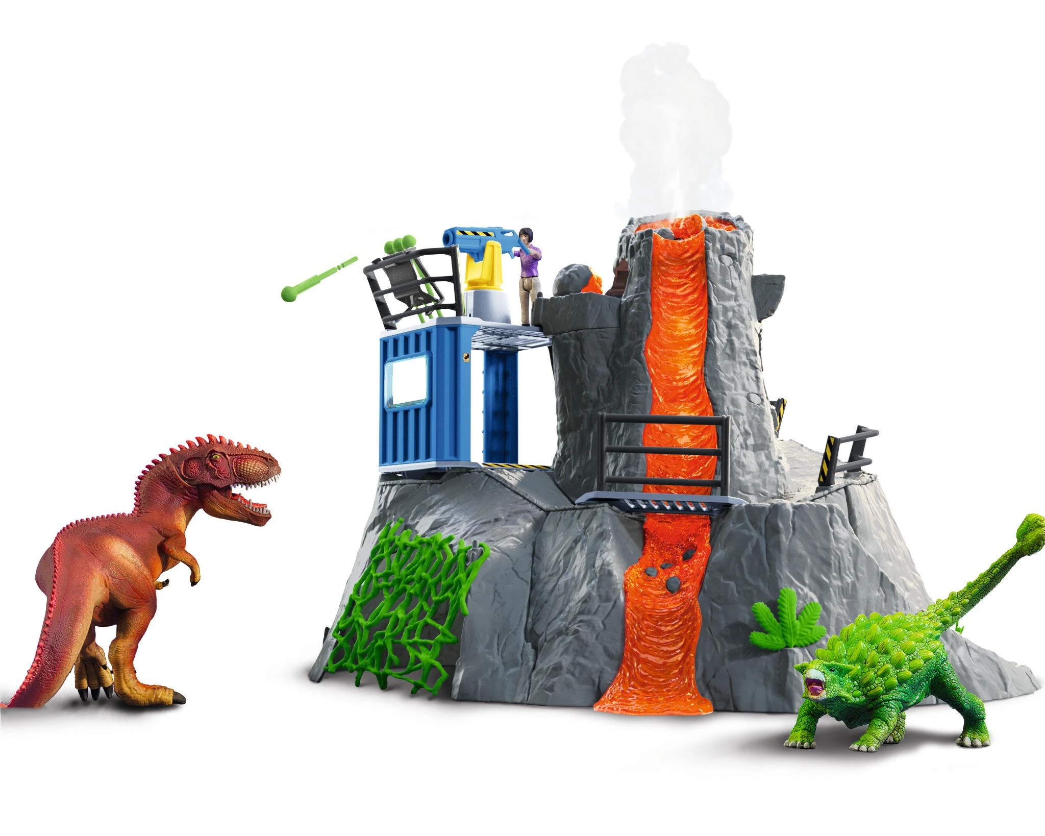 Žaislų rinkinys - Schleich Dinosaurus Didžioji ugnikalnio ekspedicija (dinozaurų figūrėlės, ugnikalnis)