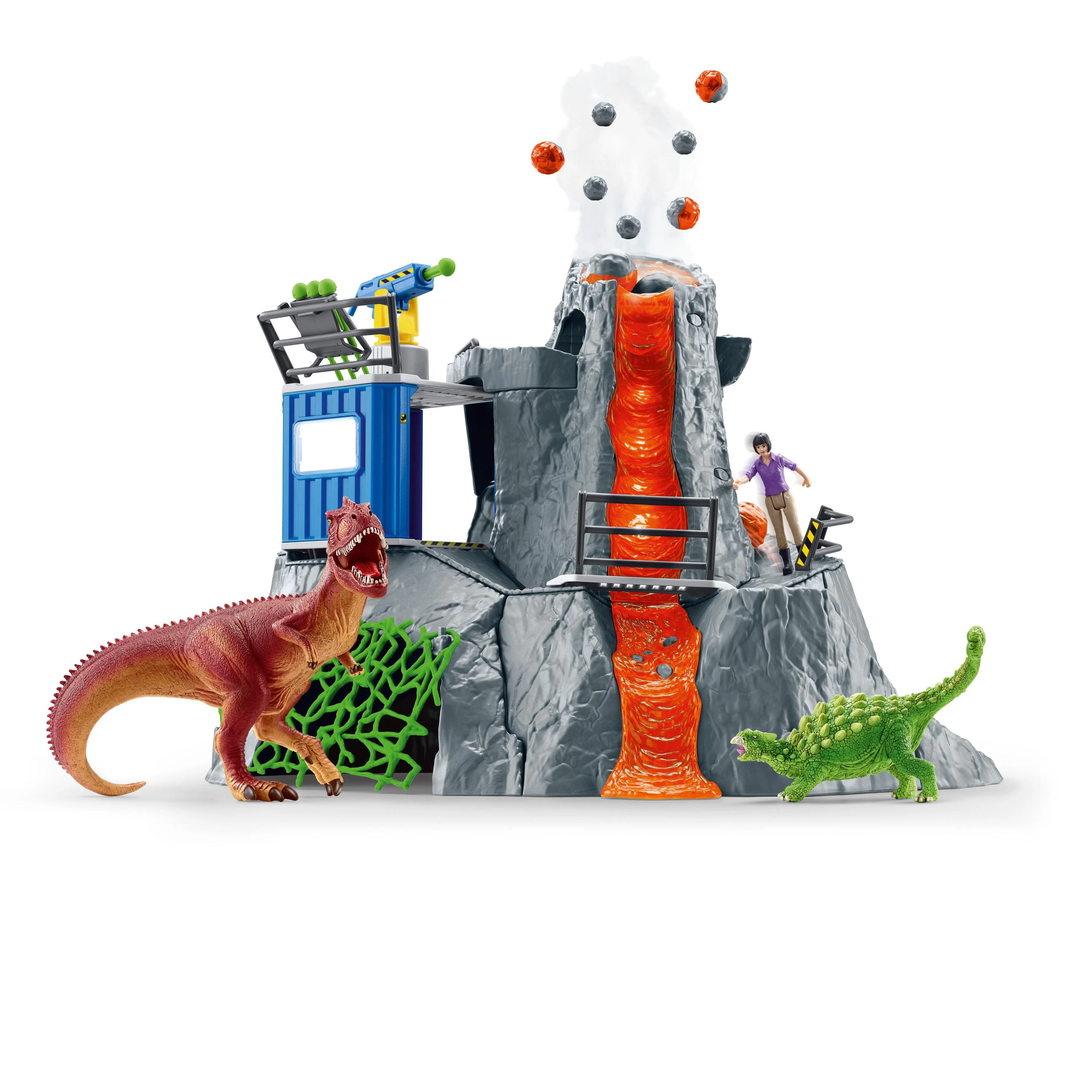 Žaislų rinkinys - Schleich Dinosaurus Didžioji ugnikalnio ekspedicija (dinozaurų figūrėlės, ugnikalnis)
