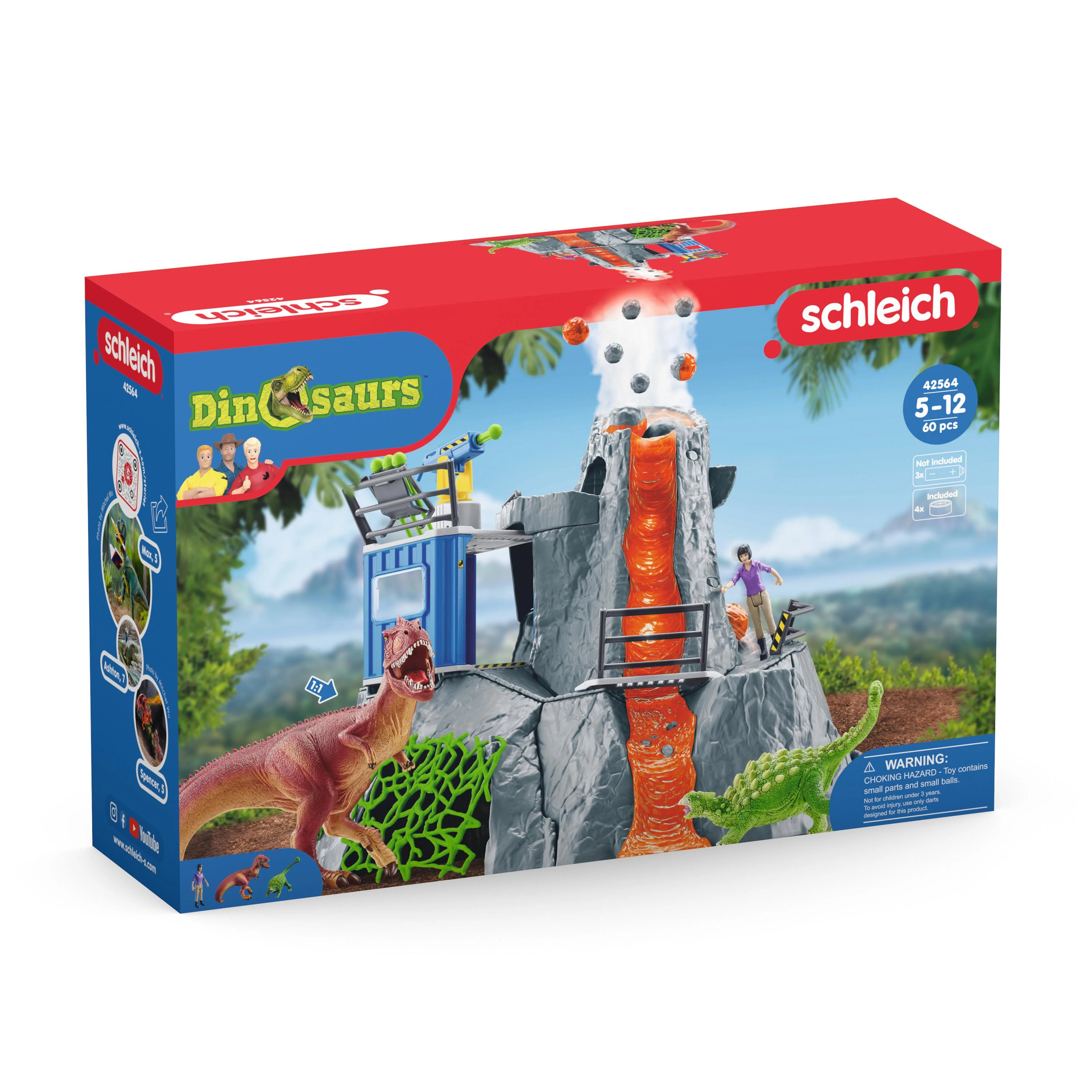 Žaislų rinkinys - Schleich Dinosaurus Didžioji ugnikalnio ekspedicija (dinozaurų figūrėlės, ugnikalnis)