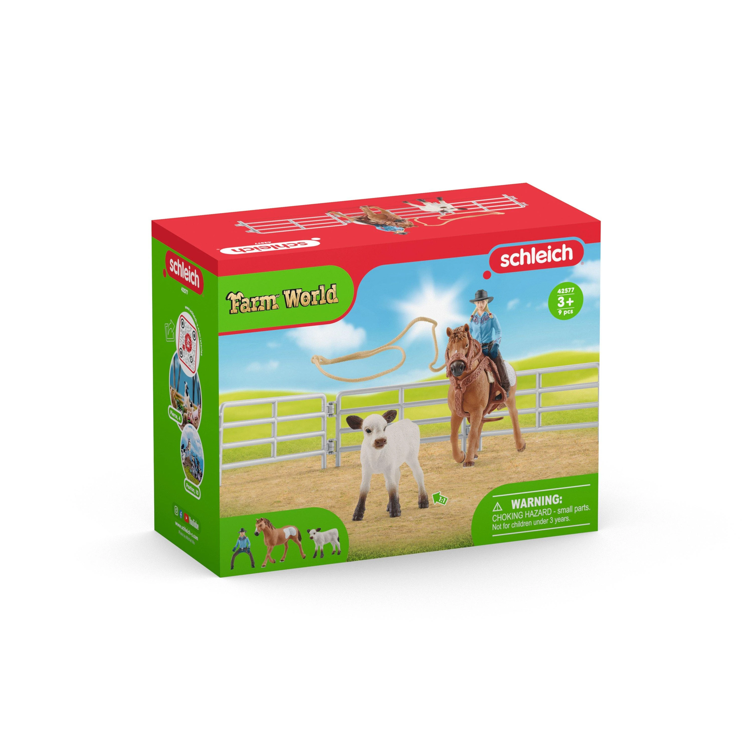 SCHLEICH „Naminiai gyvūnai“ Rinkinys - Raitelė ant žirgo su veršiuku