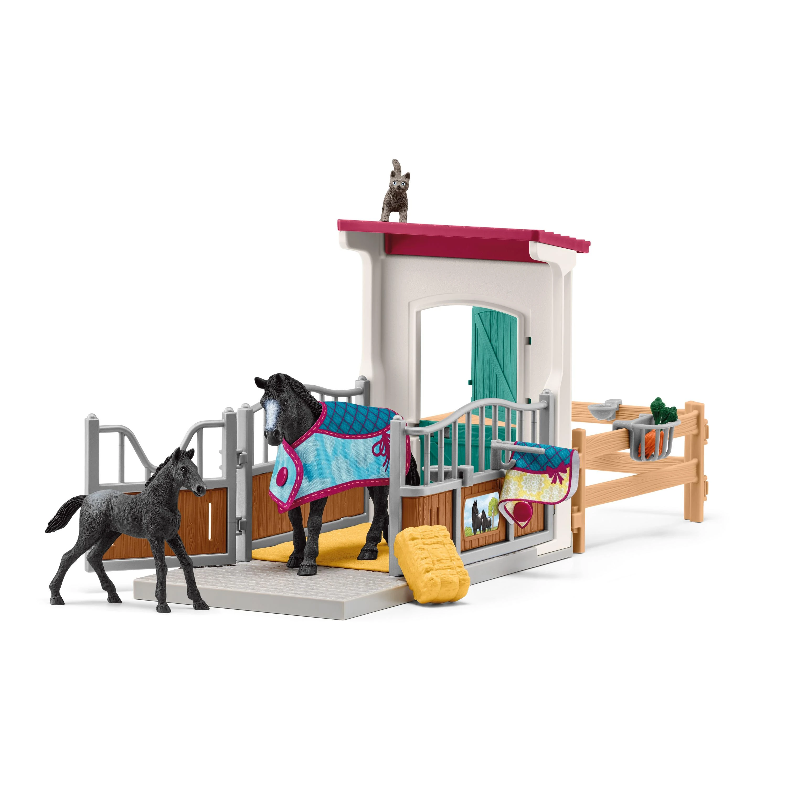 SCHLEICH HORSE CLUB Žirgų aptvaras su kumele ir kumeliuku