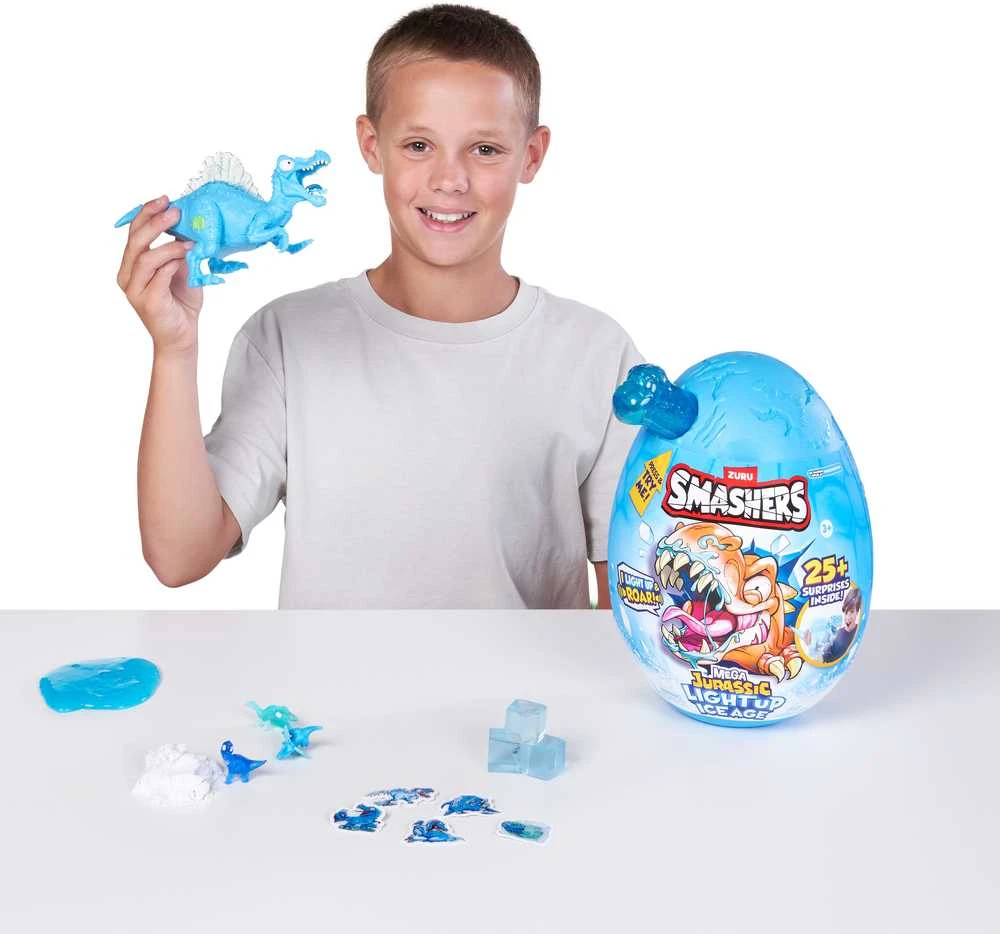 SMASHERS Rinkinys Dino Ice Age Mega Kiaušinis su šviečiančiu dinozauru