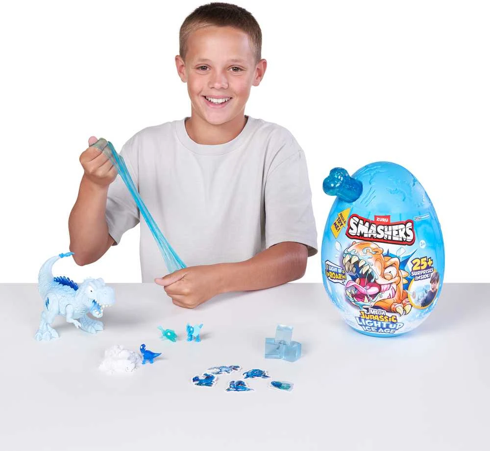 SMASHERS Rinkinys Dino Ice Age Mega Kiaušinis su šviečiančiu dinozauru