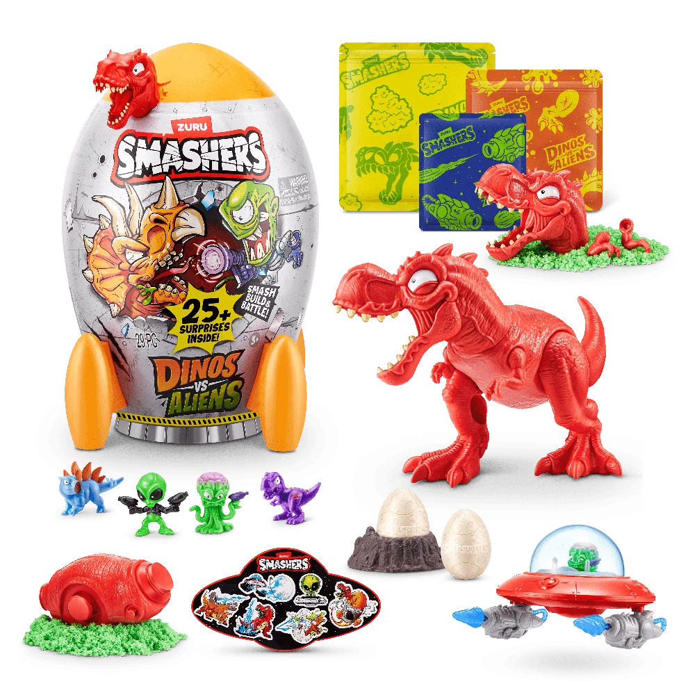 SMASHERS Rinkinys siurprizas „Dinozaurai prieš ateivius“