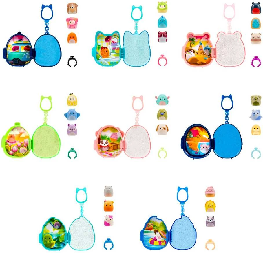 SQUISHMALLOWS CLIP-A-LONGS Herojai-siurprizai, 3 vnt., 2,5 cm