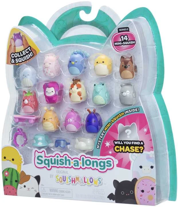 SQUISHMALLOWS SQUISH-A-LONGS Herojai, 14 vnt., 2,5 cm