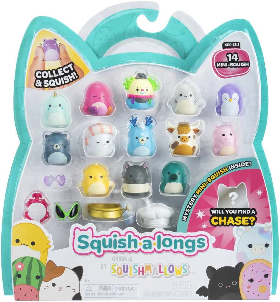SQUISHMALLOWS SQUISH-A-LONGS Herojai, 14 vnt., 2,5 cm