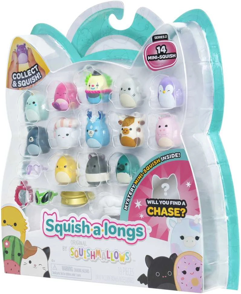 SQUISHMALLOWS SQUISH-A-LONGS Herojai, 14 vnt., 2,5 cm