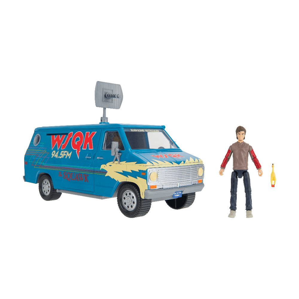 STRANGER THINGS figūrėlės ir transporto priemonės rinkinys – Styvas su SQWK furgonu ir aksesuarais