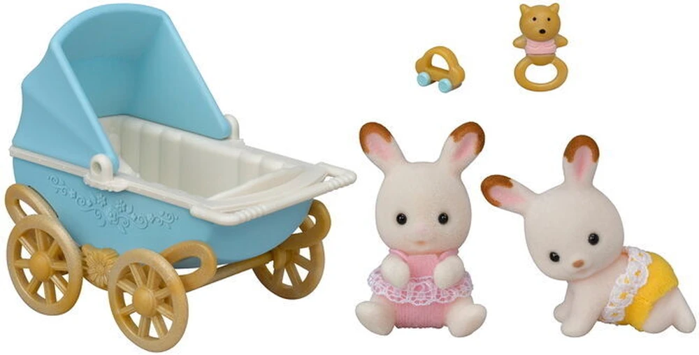 Sylvanian Families Triušiukai dvynukai vežimėlyje