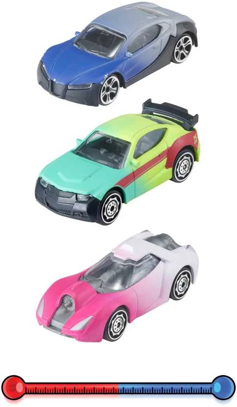 TEAMSTERZ Spalvą keičiantys automobiliai, 3 vnt, 7,5 cm