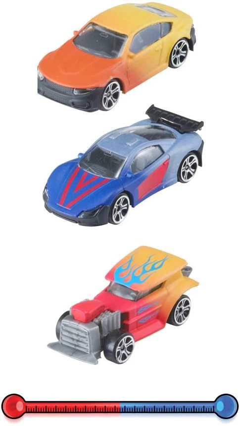 TEAMSTERZ Spalvą keičiantys automobiliai, 3 vnt, 7,5 cm