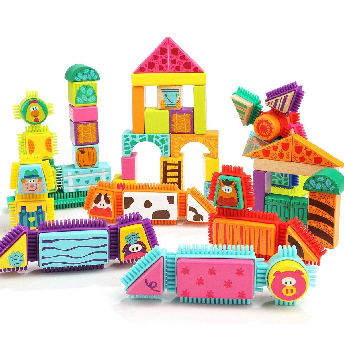 Amo Toys Į viršų Bright TOPBRIGHT Kaladėlių rinkinys „Ūkis“, 80 vnt.