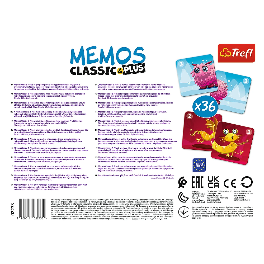 Trefl Atmintį lavinantis stalo žaidimas „Mieli monstrai“