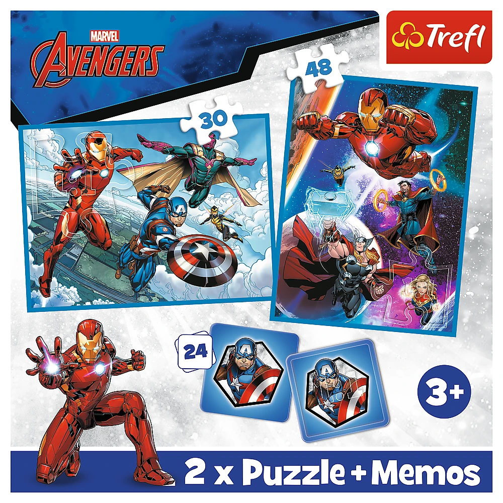 Trefl "Keršytojai" (Avengers) dėlionė-žaidimas 30+ 48+ 24 memo kortelės