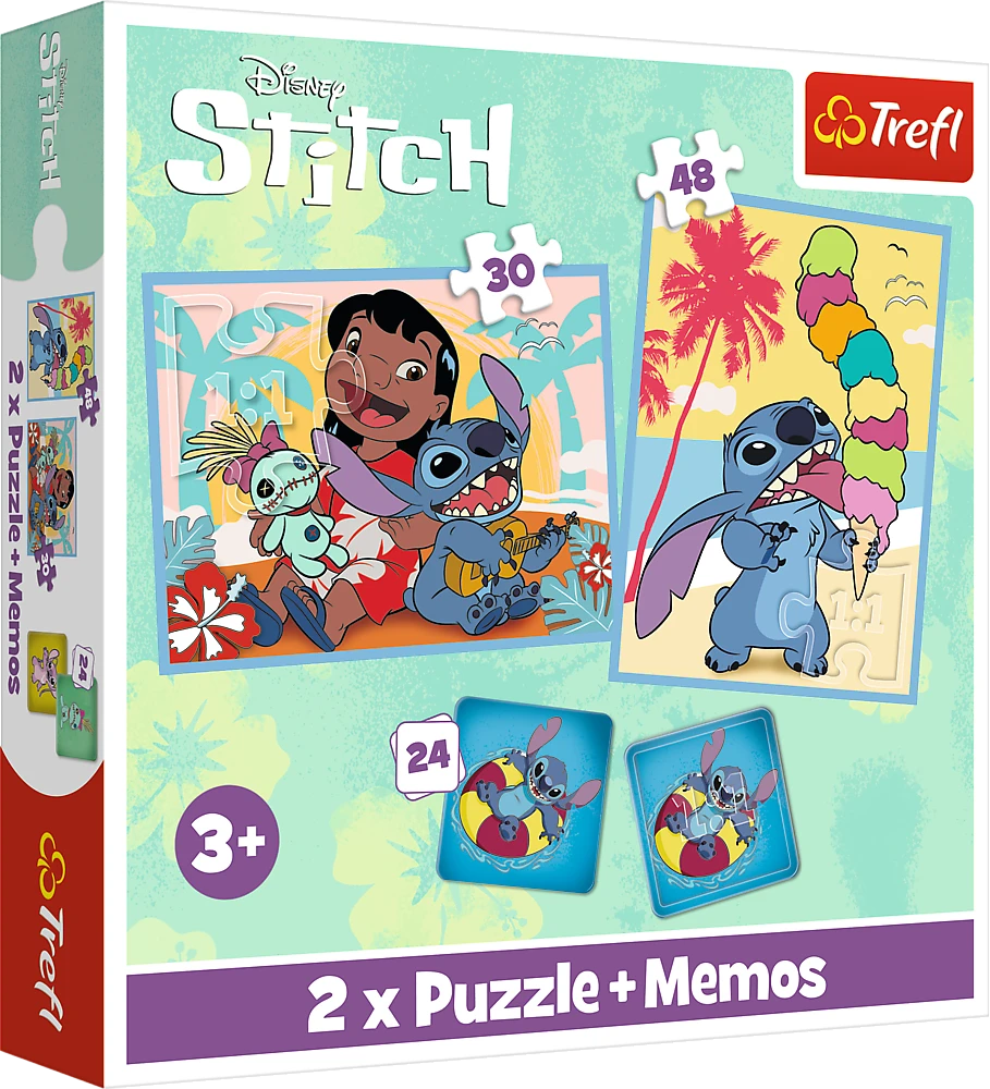 STITCH TREFL 30+ 48+ 24 memo kortelės dėlionė-žaidimas